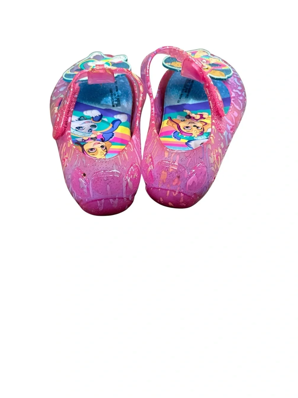 Paw Patrol Pink Purple Glitter Mary Jane Shoes with Rainbow Graphics